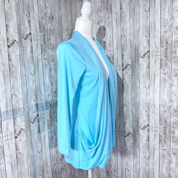 Grass Collection Open Front Cardigan | Blue | Lightweight | Medium | 3/4 Sleeve - Picture 3 of 9
